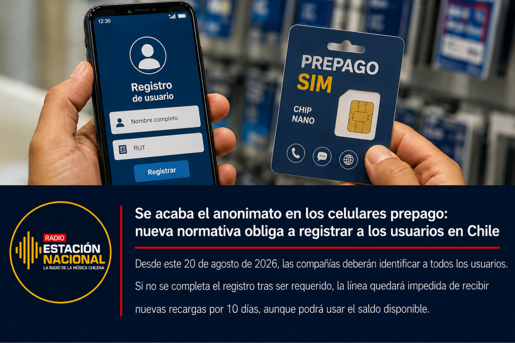 Registro obligatorio de usuarios de celulares prepago en Chile tras nueva normativa que pone fin a las líneas anónimas.