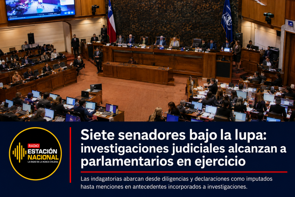 Salón del Senado de Chile durante una sesión, imagen utilizada para informar sobre siete senadores en ejercicio vinculados o mencionados en distintas investigaciones penales.