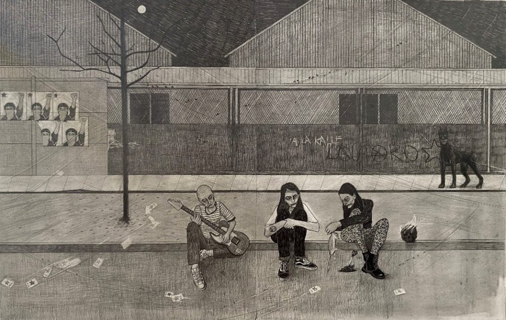 **MALDITAS, exposición de Javier Rodríguez Pino en Galería Concreta de Matucana 100, reúne terror, punk y cómic para abordar la transición chilena.**